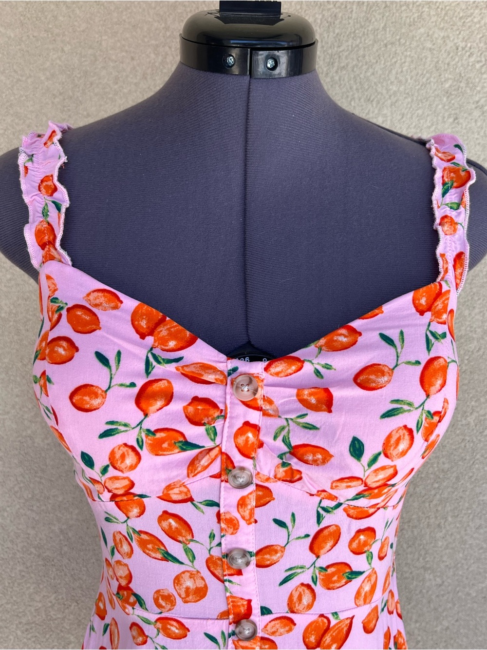AUW Pink Button-Front Tank Top with Orange Fruit Print - Picture 5 of 11